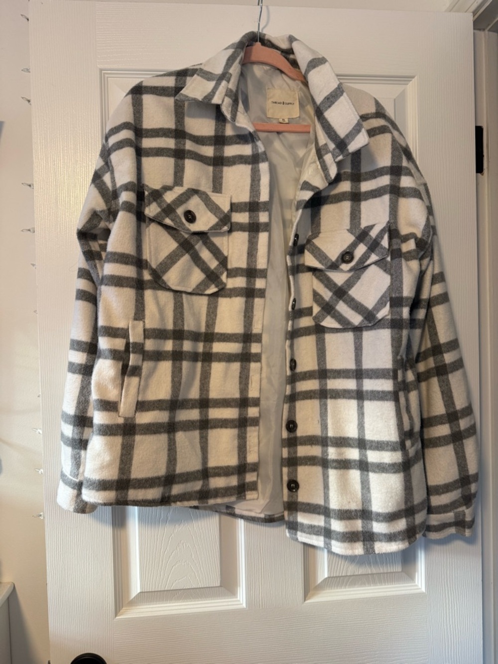 Thread & Supply Cream Jacket with Gray Trim